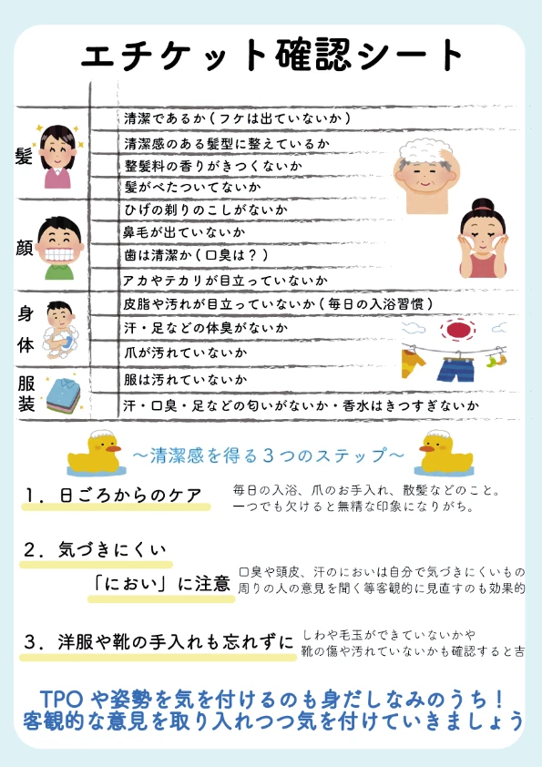 利用者さんがエチケット確認シートをリニューアルしてくれました♪