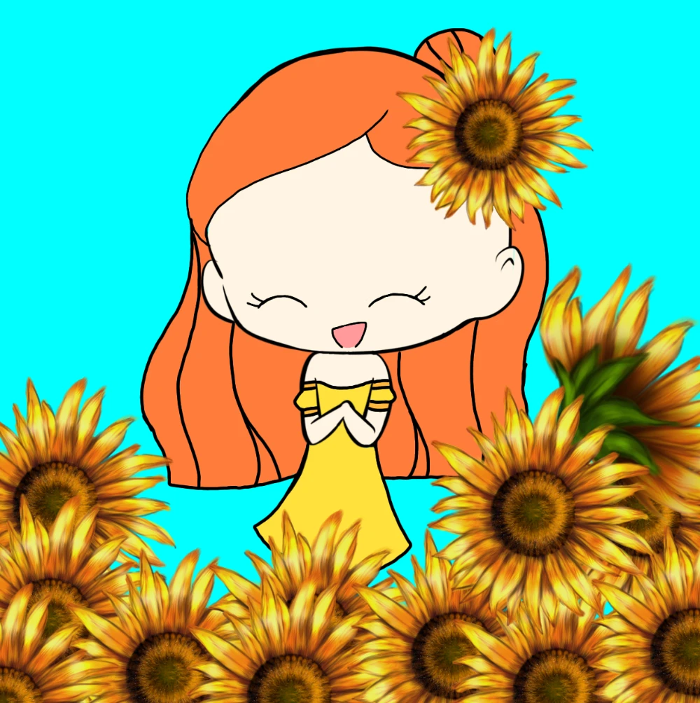 利用者さんがひまわりに囲まれた女の子を描いてくれました！