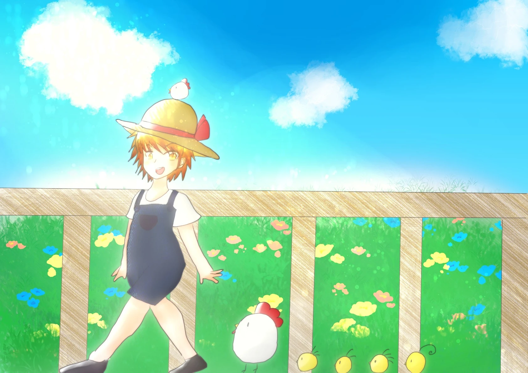 利用者さんが麦わら帽子の女の子を描いてくれました！