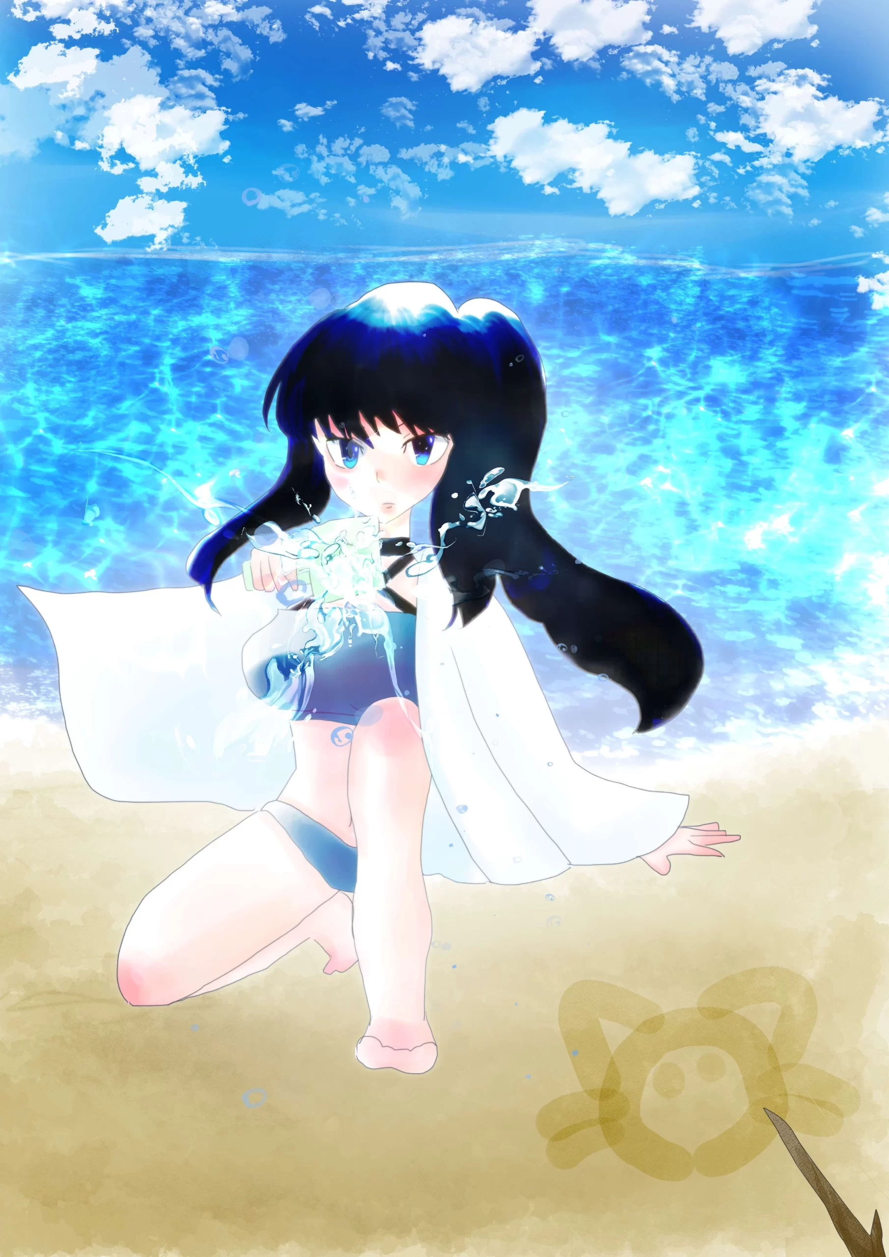 夏の浜辺のイラストを描いてくれました！