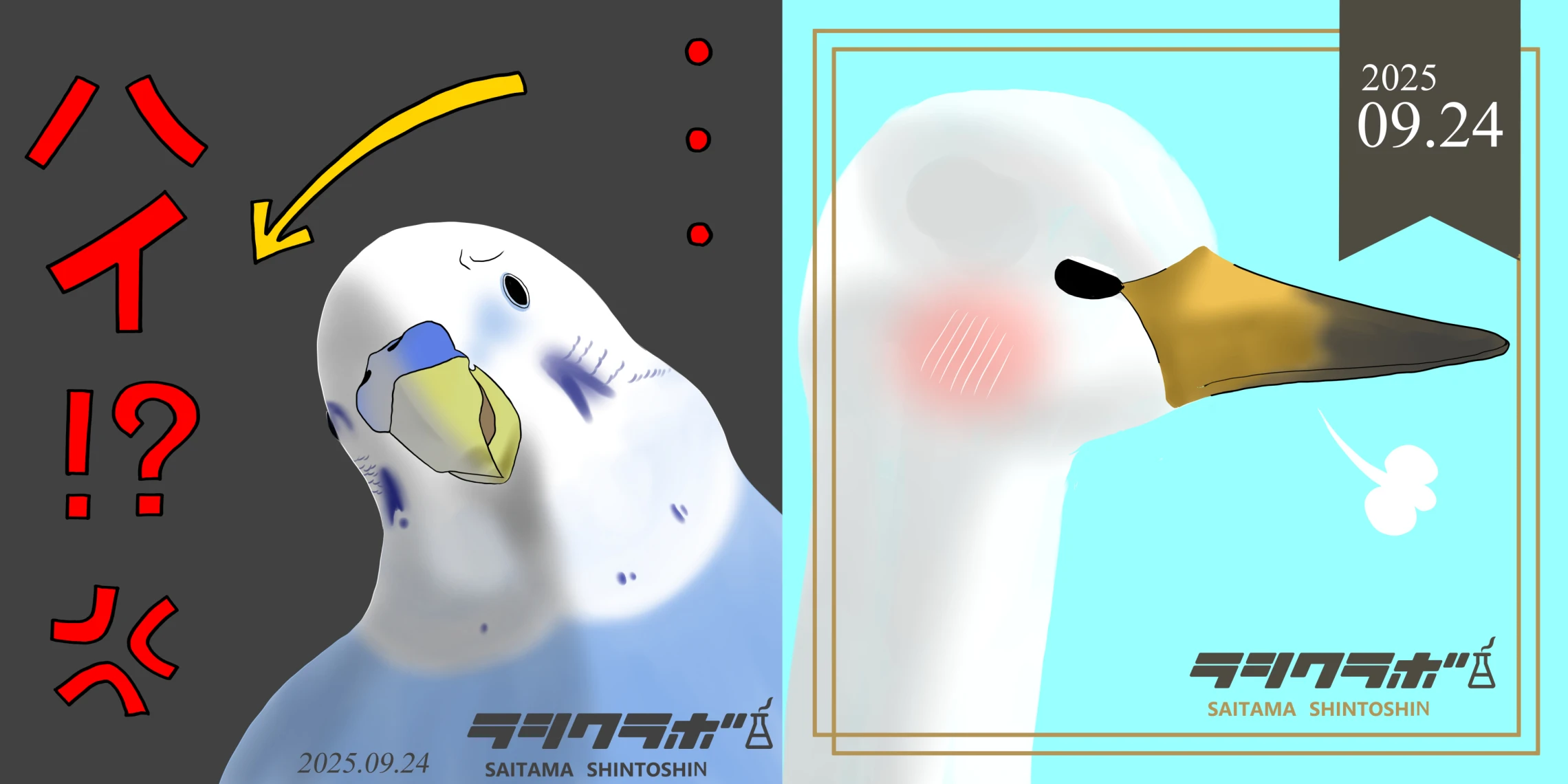 やさぐれインコ/ごきげんナナメな白鳥さん