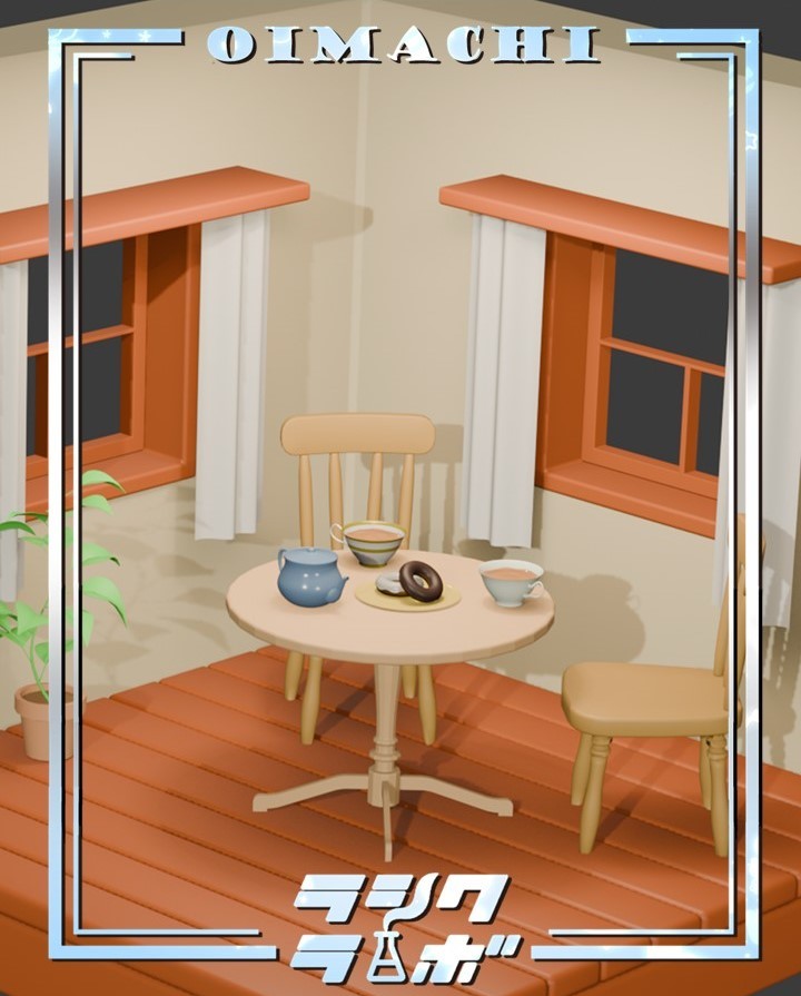 利用者さんの作品！ほっこりカフェみたいなミニチュア空間☕️🍩✨