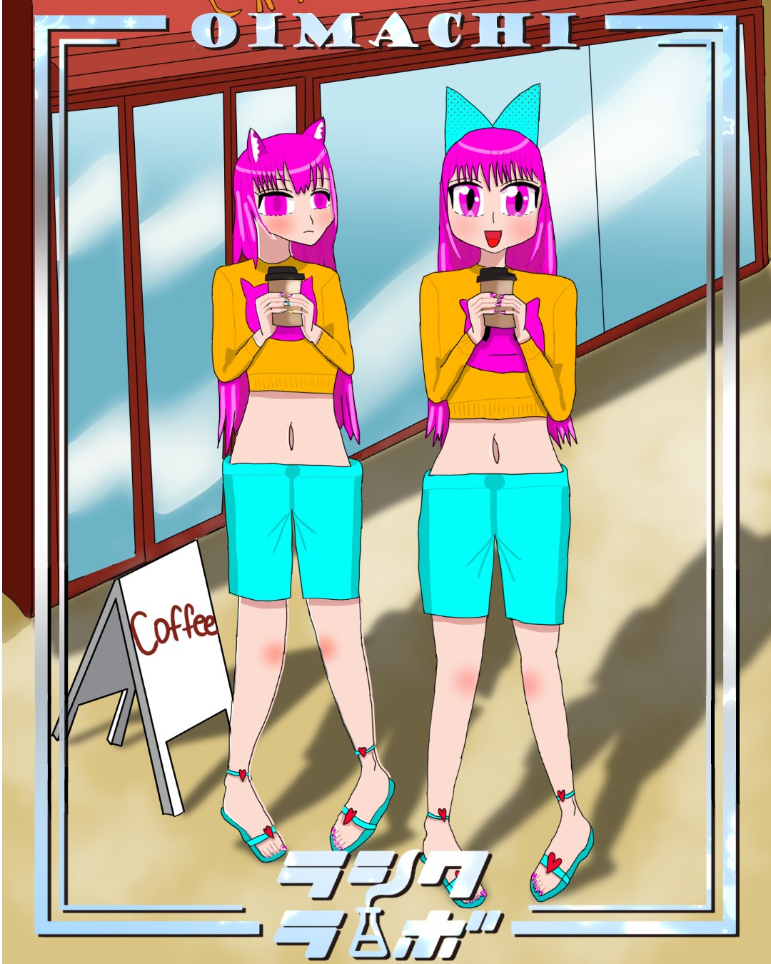 コーヒーを両手に☕