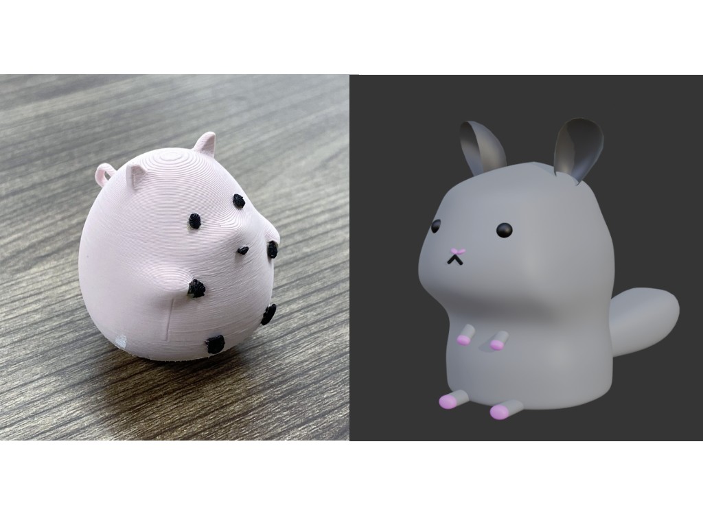 利用者さんが３Dでチンチラ作成中😍